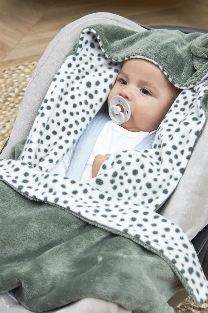 Meyco Wikkeldeken Fleece Cheetah - Forest Green 4 Meyco Wikkeldeken Fleece Cheetah - Forest Green - Afbeelding 2