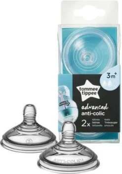 Tommee Tippee Advanced Anti-Colic Zuigfles Spenen, Borst-achtig, Zacht Silicone, Normale Uitstroomsnelheid, 3m+, Verpakking Van 2 -Bekend Babyproducten Winkel 841x1200