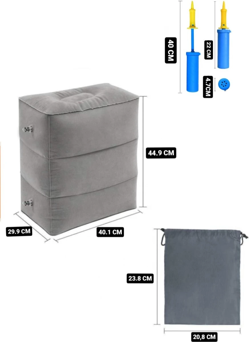 Merkloos Vliegtuigbedje - Voetkussen Opblaasbaar - Voetensteun - Voetenbankje - 3 Hoogte Standen - Reiskussen 8 Merkloos Vliegtuigbedje - Voetkussen Opblaasbaar - Voetensteun - Voetenbankje - 3 Hoogte Standen - Reiskussen - Afbeelding 6