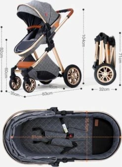 Merkloos Kinderwagen 3-in-1 – Luxe Kinderwagen - Buggy – Wandelwagen - Multifunctioneel – Opklapbaar – Incl Autostoel – Donkerbruin -Bekend Babyproducten Winkel 877x1200 3