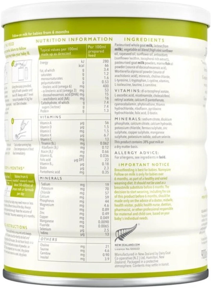 Nannycare Geitenmelk 2 Na 6 Maanden 900 Gr 4 Nannycare Geitenmelk 2 Na 6 Maanden 900 Gr - Afbeelding 2