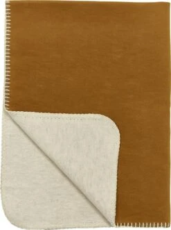 Meyco Double Face Flanel Ledikantdeken - 120x150 Cm - Camel/Offwhite