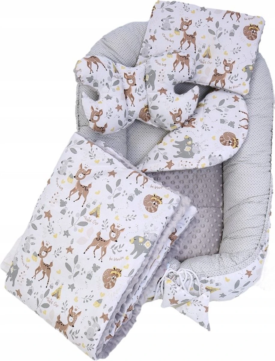 Babynestje Set Pasgeborenen - Knuffelnest Baby Nestje Bed Set 7-delig - Baby Cocon- Herten Vrienden- ÖKO-TEX Normen 8 Babynestje Set Pasgeborenen - Knuffelnest Baby Nestje Bed Set 7-delig - Baby Cocon- Herten Vrienden- ÖKO-TEX Normen - Afbeelding 6