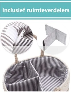 ADSafety - Luxe Katoenen Luiertas - Inclusief Uitneembare Organizer - Verzorgingstas - Opbergtas - Commode Mandje - Baby Spullen - Crème -Bekend Babyproducten Winkel 925x1200 4