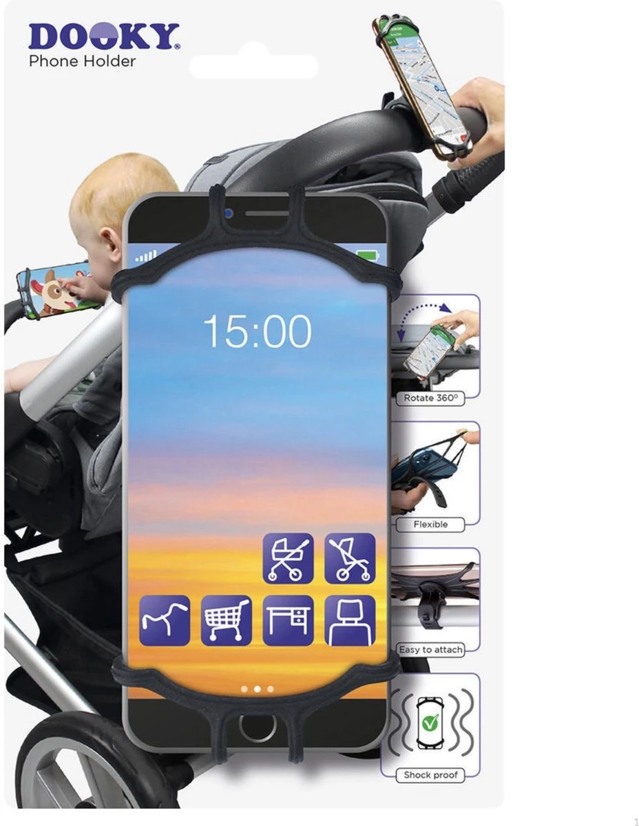 Dooky Telefoonhouder Smartphone Telefoon Houder 360* Rotatie Universeel Kinderwagen Fiets Zwart 15 Dooky Telefoonhouder Smartphone Telefoon Houder 360* Rotatie Universeel Kinderwagen Fiets Zwart - Afbeelding 13