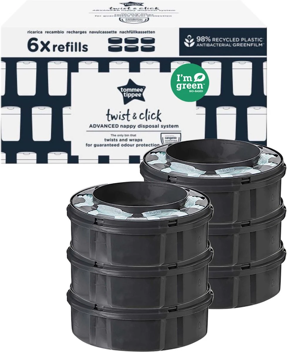 Tommee Tippee Twist & Click Milieuvriendelijke Luieremmer Navulling - Duurzaam Geproduceerde Greenfilm - 6 Stuks 8 Tommee Tippee Twist & Click Milieuvriendelijke Luieremmer Navulling - Duurzaam Geproduceerde Greenfilm - 6 Stuks - Afbeelding 6